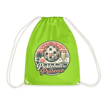 Pickleball und Prosecco Retro Logo - Turnbeutel - Neongrün - Vorne