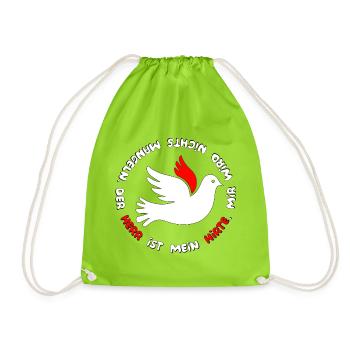 Taube mit psalm spruch  - Turnbeutel - Neongrün - Vorne
