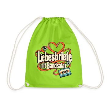 Kassette Mixtape Kassettennostalgie Musikfan - Turnbeutel - Neongrün - Vorne