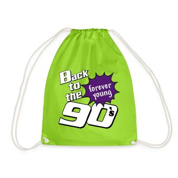 90s Party , Theme Party , forever Young (25) - Drawstring Bag - neon green - Front