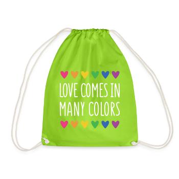 Pride Month LGBTQ - Love Comes in Many Colors - Drawstring Bag - neon green - Front