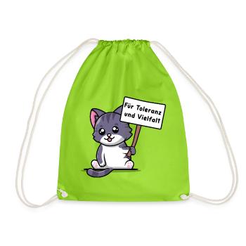Kittehs für Toleranz und Vielfalt - Turnbeutel - Neongrün - Vorne