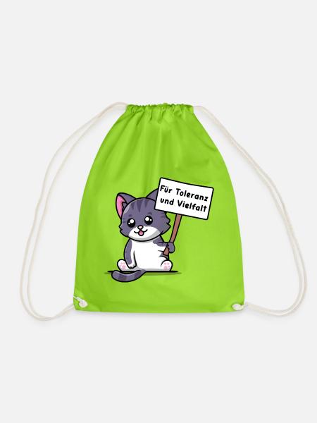 Kittehs für Toleranz und Vielfalt - Turnbeutel - Neongrün