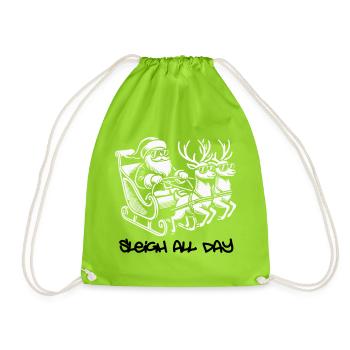 Glacière Père Noël – Traîneau toute la journée - Sac de sport léger - vert néon - Devant