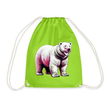 White polar bear - Drawstring Bag - neon green - Front