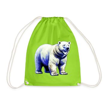 White polar bear - Drawstring Bag - neon green - Front