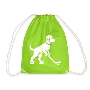 Hund Eishockey Spieler Silhouette - Turnbeutel - Neongrün - Vorne
