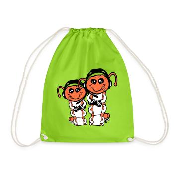 2 gamer caterpillar nerd gaming controller console game - Drawstring Bag - neon green - Front