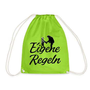 Vater und Kind Silhouette - Turnbeutel - Neongrün - Vorne