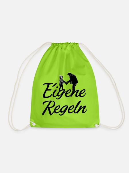 Father and Child Silhouette - Drawstring Bag - neon green