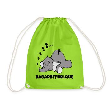 Sleeping Elephant with the title babarbituric - Drawstring Bag - neon green - Front
