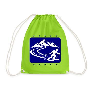 Ski Berge - Turnbeutel - Neongrün - Vorne