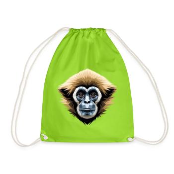 Gibbon Monkey Whitehand Gibbon Monkey Cute Lar Gibbons - Drawstring Bag - neon green - Front