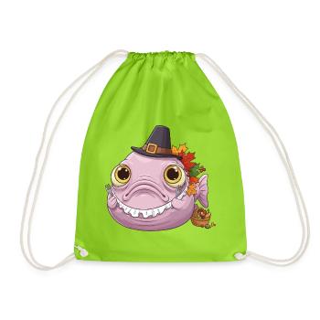 Lustiger Blobfisch - Herbst und Erntedank - Turnbeutel - Neongrün - Vorne