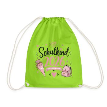 Schulkind 2026 – Einschulung - Turnbeutel - Neongrün - Vorne