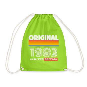 1983 Original Geburtstag Retro Vintage 80er Spruch - Turnbeutel - Neongrün - Vorne