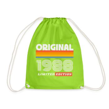 1988 Original Geburtstag Retro Vintage 80er Spruch - Turnbeutel - Neongrün - Vorne