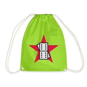 Domino / Dominoes / Game / Gamer / Puzzle - Drawstring Bag - neon green - Front