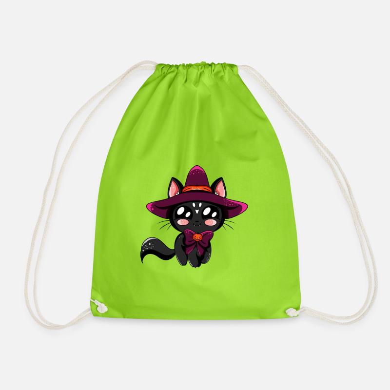 Halloween-Katze - Turnbeutel - Neongrün