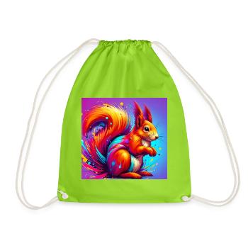 squirrel - Drawstring Bag - neon green - Front