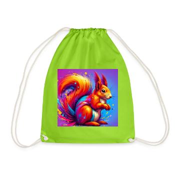 squirrel - Drawstring Bag - neon green - Front