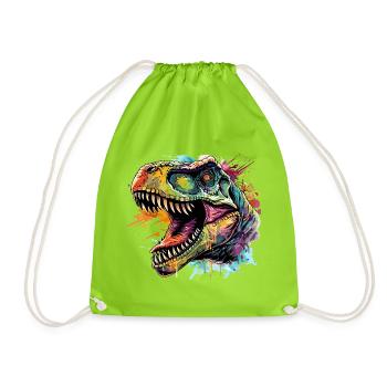 Dino Neon Art Design - Drawstring Bag - neon green - Front