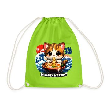 Katze in Ramen we trust - Turnbeutel - Neongrün - Vorne