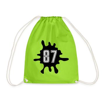 Blobs 87 Number - Drawstring Bag - neon green - Front