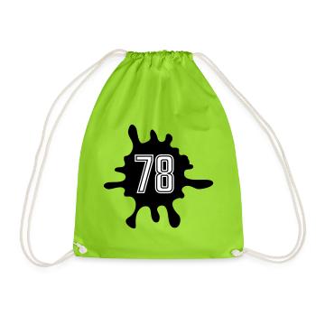 Klecks 78 Zahl - Turnbeutel - Neongrün - Vorne