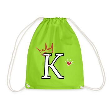 Buchstabe k Kronenherz - Turnbeutel - Neongrün - Vorne