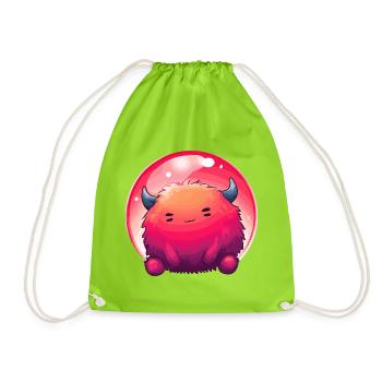 Fluffiges Monstergesicht Gradient - Turnbeutel - Neongrün - Vorne