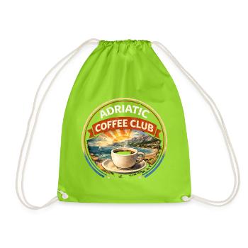 Croatia Adriatic Coffee Club Retro Logo - Drawstring Bag - neon green - Front