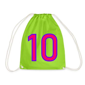 10. 10 YEARS. 10th ANNIVERSARY. 10 YEAR ANNIVERSARY. - Drawstring Bag - neon green - Front