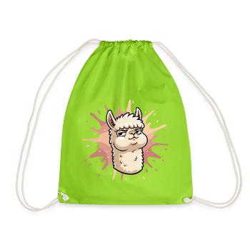 Confident Llama Splash - Drawstring Bag - neon green - Front