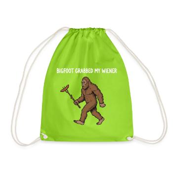 Funny Camping Sasquatch Bigfoot Got My Peni - Drawstring Bag - neon green - Front