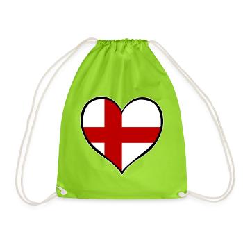 Drapeau du cœur anglais - Sac de sport léger - vert néon - Devant
