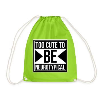 Too Cute To Be Neurotypical Funny Autism Logo - Drawstring Bag - neon green - Front