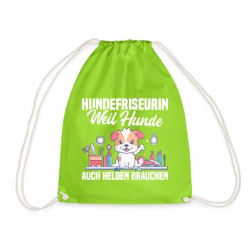 Hundefriseurin – Weil Hunde auch Helden brauchen - Turnbeutel - Neongrün - Vorne