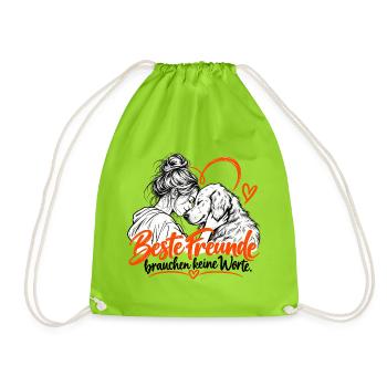 Beste Freunde Hund und Mensch Herz - Turnbeutel - Neongrün - Vorne