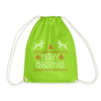 Merry Christmas design II - Turnbeutel - Neongrün - Vorne