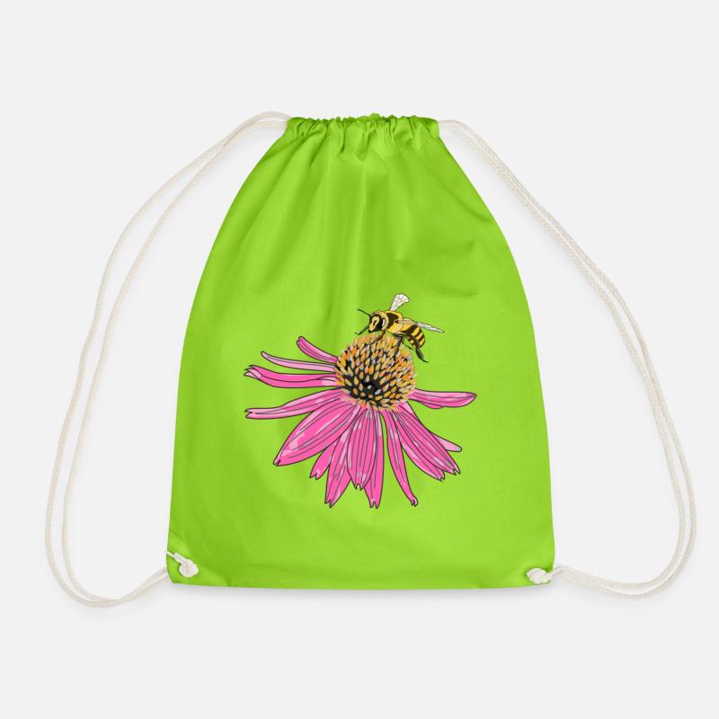 Echinacea, Sonnenhut, Biene - Turnbeutel - Neongrün