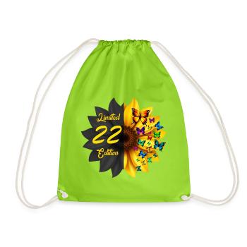 Limited 22 Edition Birthday Sunflower - Drawstring Bag - neon green - Front