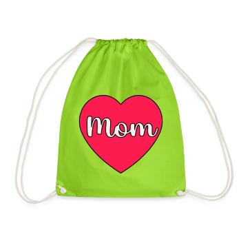 Mom Heart - Drawstring Bag - neon green - Front