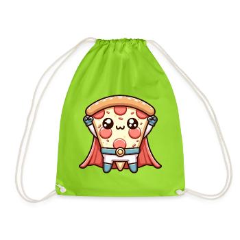 Pizzaheld Kawaii Cape Superheld Pizza Pizzeria  - Turnbeutel - Neongrün - Vorne