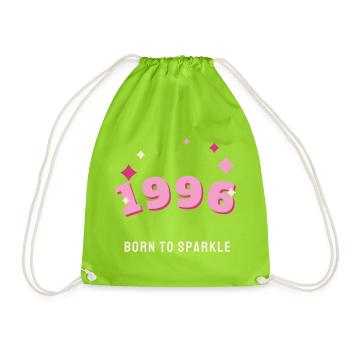 1996 Born to Sparkle Jahrgang 30. Geburtstag - Turnbeutel - Neongrün - Vorne