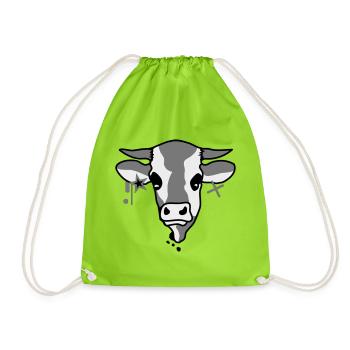 The head of a cow - Drawstring Bag - neon green - Front