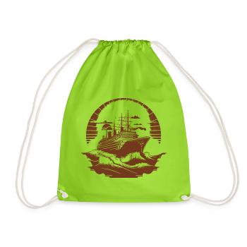 Cruise Ship Retro Vintage - Drawstring Bag - neon green - Front