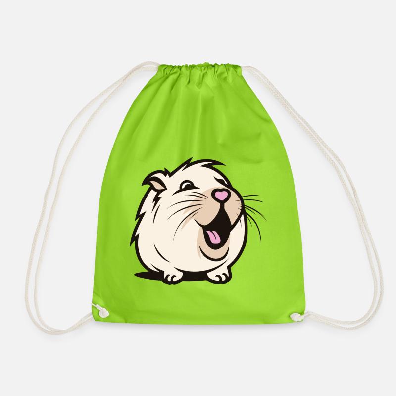 Cheerful Guinea Pig / Hamster – Heart Nose - Drawstring Bag - neon green