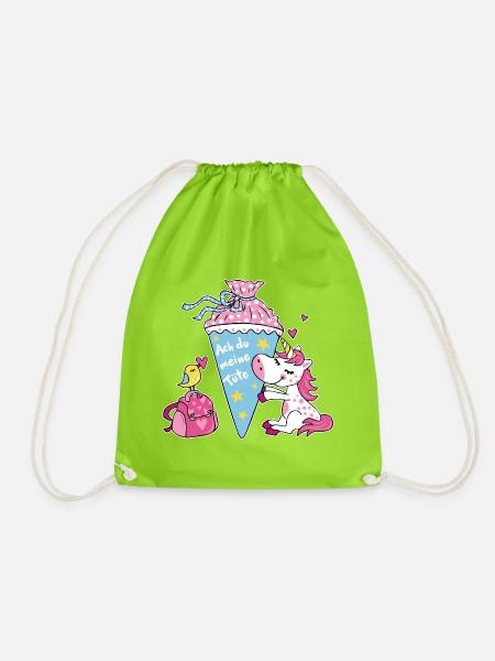 School enrollment unicorn. Oh my bag! - Drawstring Bag - neon green