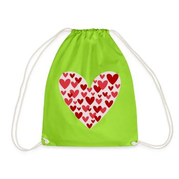 De nombreux motifs de cœurs - Sac de sport léger - vert néon - Devant